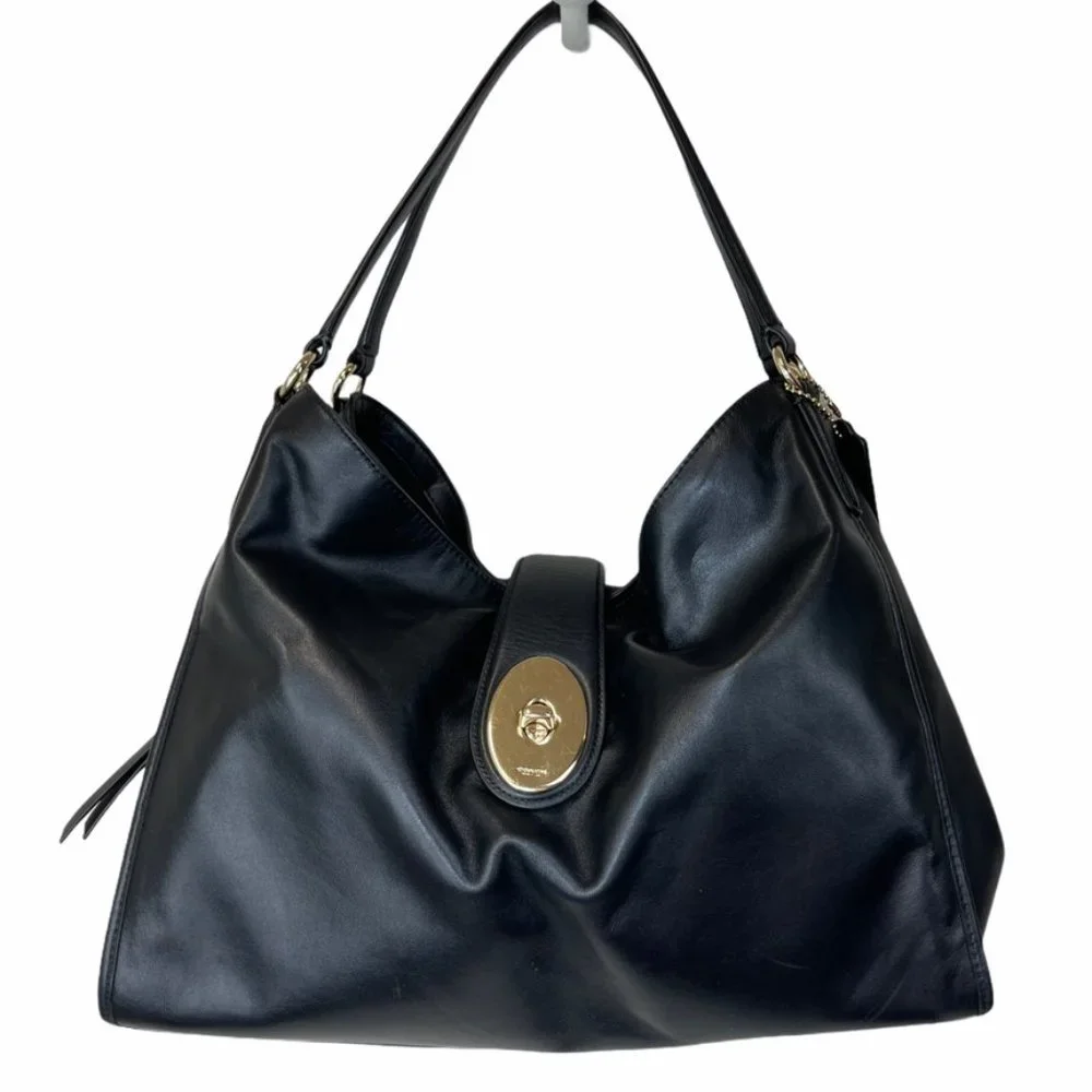 Coach Black Shoulder Bag with Gold Accents - Picture 1 of 15